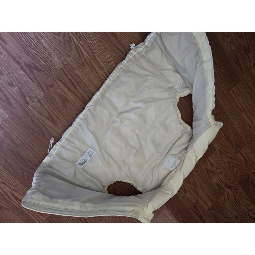 Hollister Womens Faux Leather Puffer Vest Off White Cream full Zip Size M - Picture 4 of 8
